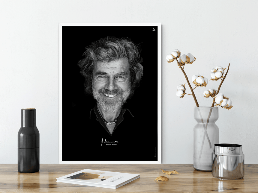 Poster - Reinhold Messner - Portait schwarz-weiß