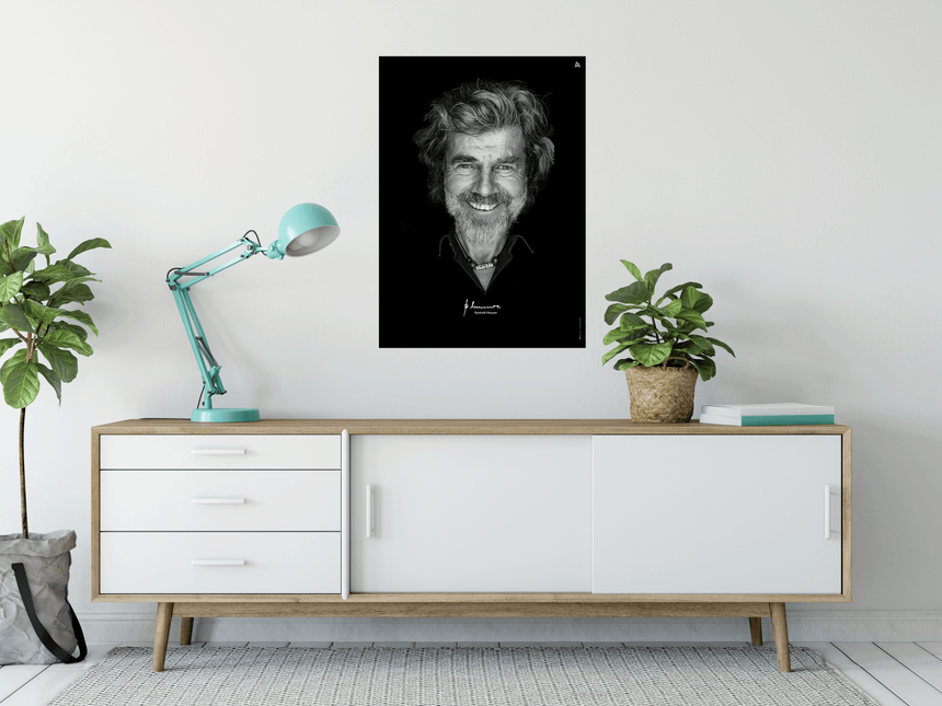 Poster - Reinhold Messner - Portait schwarz-weiß